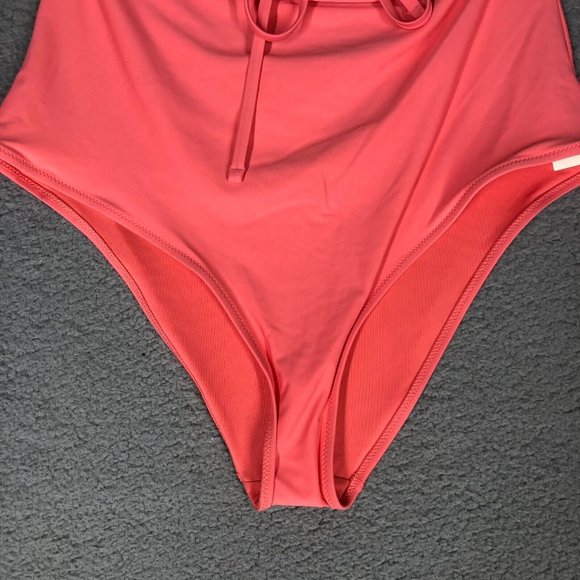 NEW Aerie Women's XL One Piece Bikini Swim Strapless Cut-Out Padded Coral Pink - Picture 5 of 12